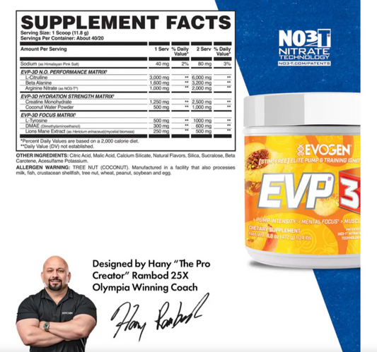 Evogen EVP 3D (40 Servings) - Pre-Entreno Pump & Vascularidad Ultra Premium